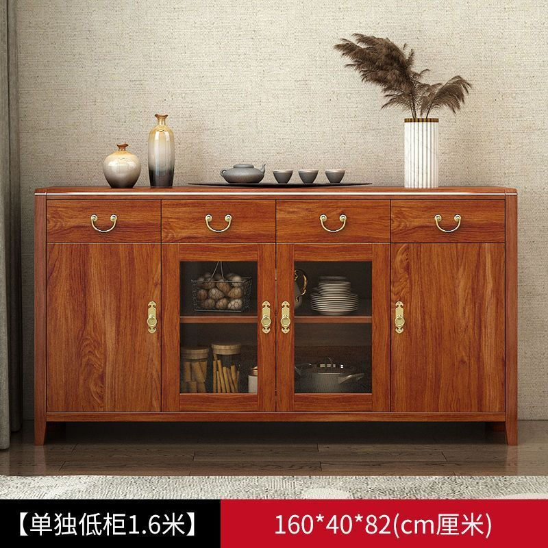 Gu Jia Shufu's new Chinese-style sideboard solid wood side bar against the wall integrated high cabinet home living room tea and wine cabinet multi-functional cabinet delivered to home and installed by the master high cabinet (80*40*200) cm