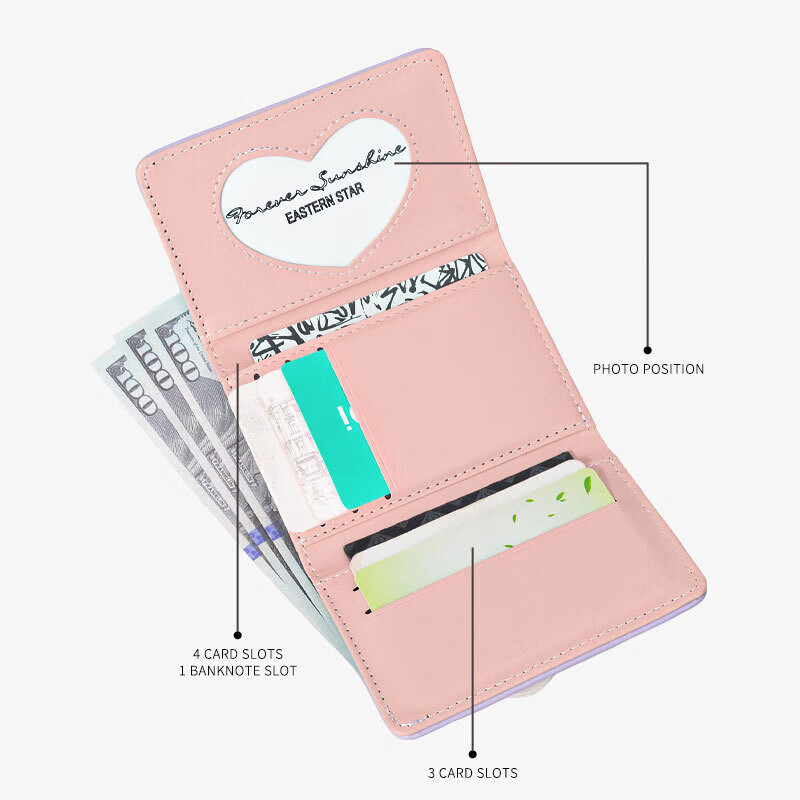 Orange short niche cartoon cute wallet embossed small fresh coin purse 30% off multiple card slots pink cat