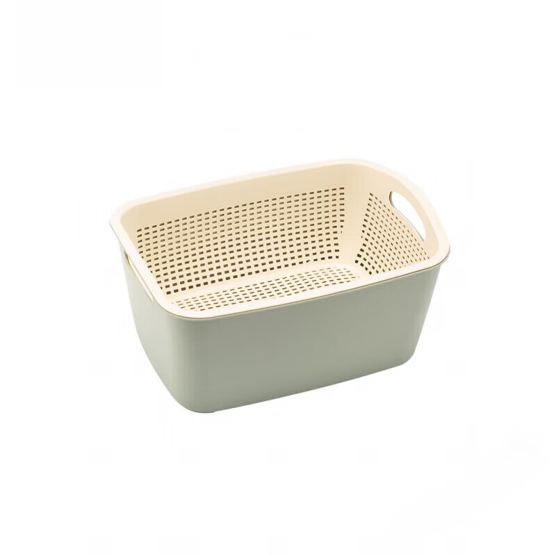 He Jiagong quality drain basket rectangular household high-value plastic kitchen multi-functional double-layer washbasin light blue (double-layer square)