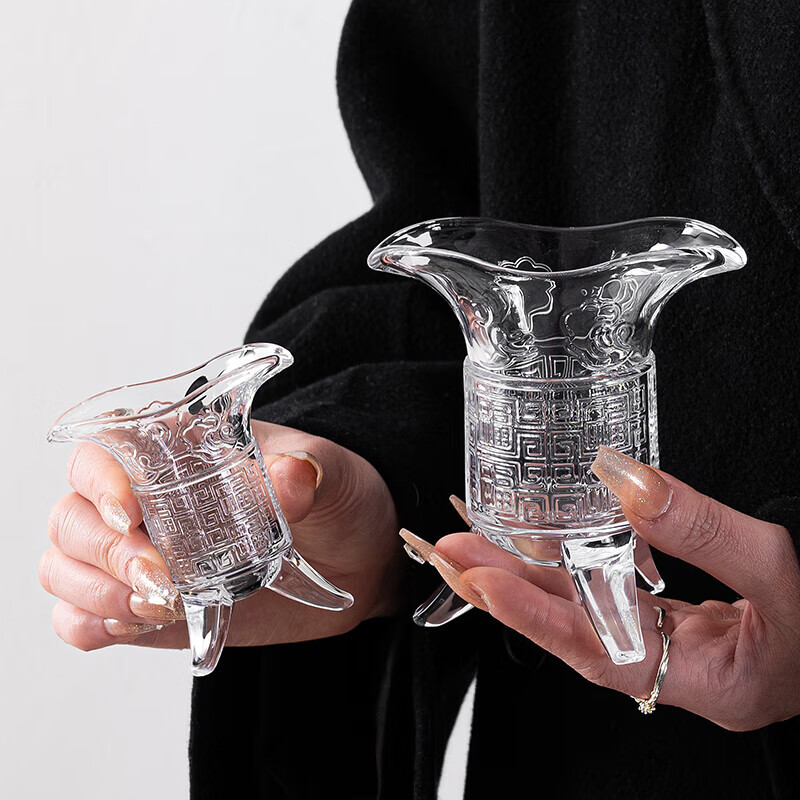 Tao Dian New Chinese Style Qin Shihuang Glass Cold Brew Tea Cup Creative Imperial Cup Antique Three-legged Cup Water Cup Wine Glass 2 Pack 100ml Imperial Cup