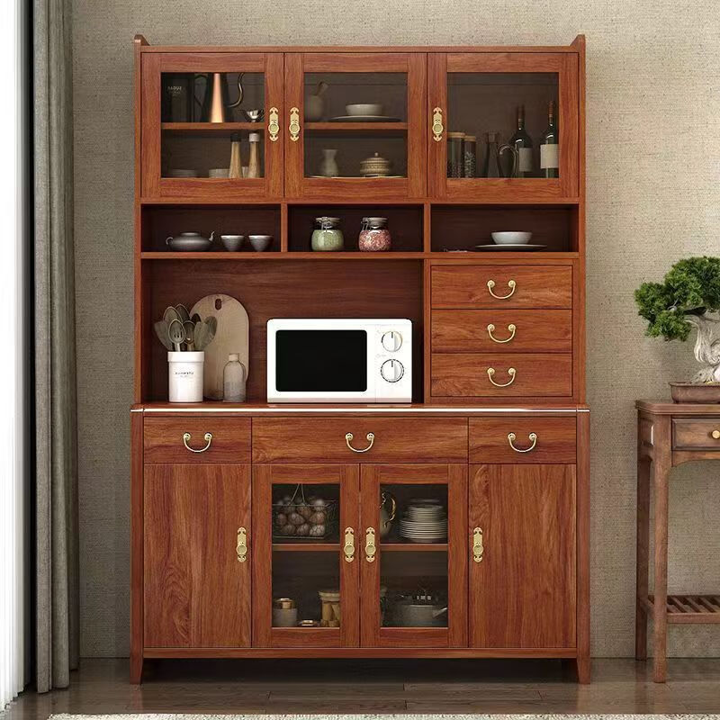 Gu Jia Shufu's new Chinese-style sideboard solid wood side bar against the wall integrated high cabinet home living room tea and wine cabinet multi-functional cabinet delivered to home and installed by the master high cabinet (80*40*200) cm