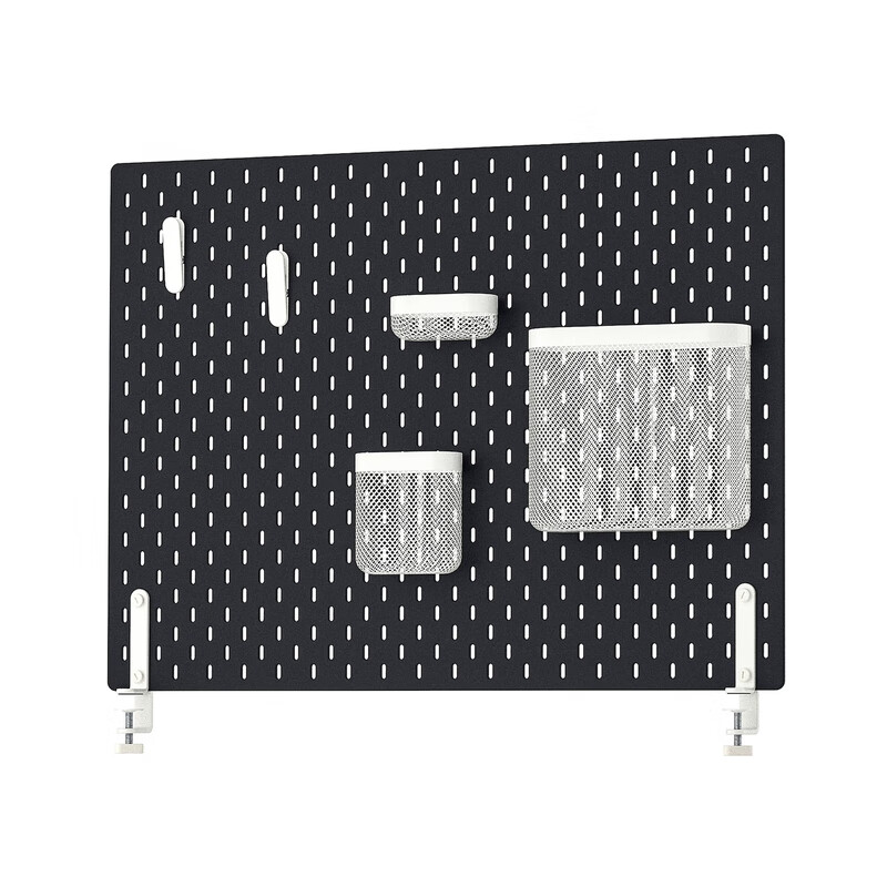 IKEA (IKEA) SKADIS gaming room hole board wall storage entry entrance storage hanging board student dormitory small peg board combination + connecting accessories + clip + storage basket hole board combination black 76x56 cm