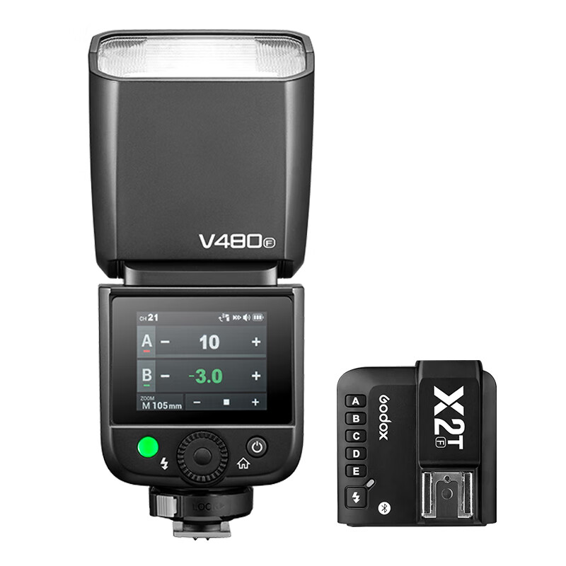 Godox V480 Touch Screen Camera Top Flash High Speed Synchronization TTL Lithium Battery Hot Shoe Light Outdoor Photography Portable Wedding Photography Light V480+X2T Flash Trigger Fuji Version