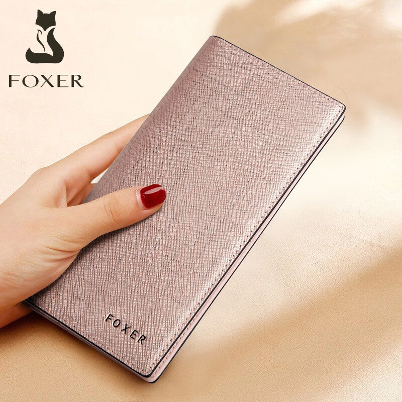 Golden Fox (FOXER) cowhide women's wallet large capacity long card holder money wallet clutch bag coin purse birthday gift for girlfriend