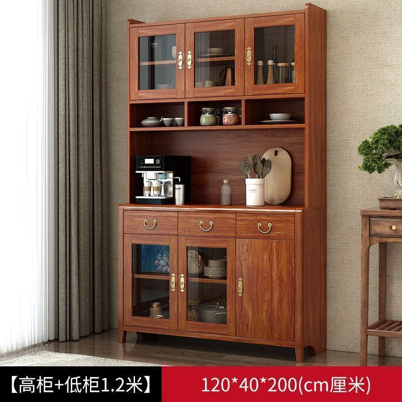 Gu Jia Shufu's new Chinese-style sideboard solid wood side bar against the wall integrated high cabinet home living room tea and wine cabinet multi-functional cabinet delivered to home and installed by the master high cabinet (80*40*200) cm