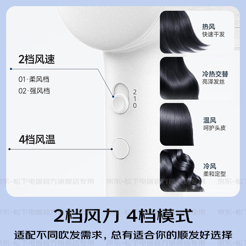 Panasonic Royal Ion High Speed Hair Care Hair Dryer Home Quick-drying and Low-Noise Children's Hair Dryer New Year's Gift for Girlfriend White EH-NF70