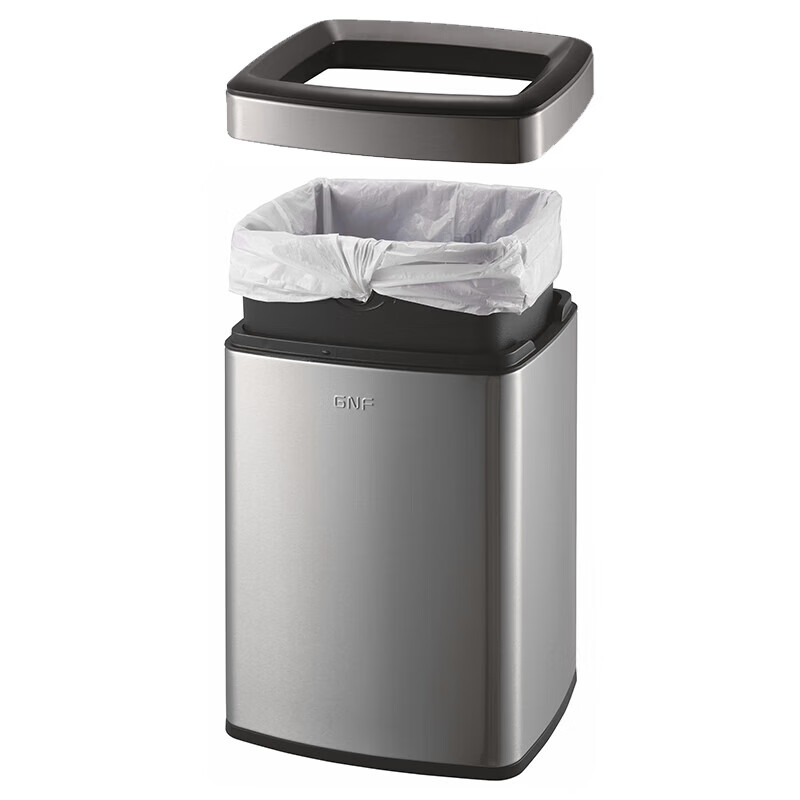 GNF 12 liter lidless stainless steel trash can square direct throw large hotel room office building office restaurant study toilet toilet paper basket simple
