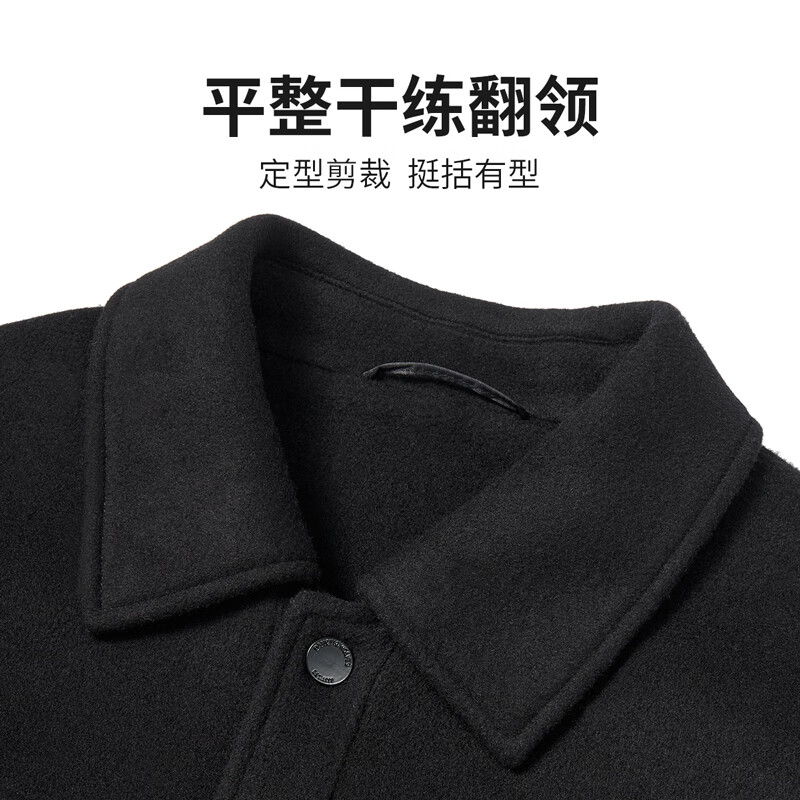 Dances with Wolves 90% Duck Down + Sheep Wool Vertical Lapel Workwear Down Jacket Men's Warm Jacket 001 Black S