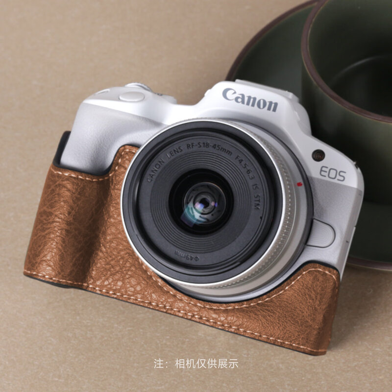 SOULMATE is suitable for Canon mirrorless cameras, SLR cameras, domestic customized leather case protective cover base, 200D second generation R50 R100 R10 R7 R8 R6 R5 second generation, pure white, suitable for R50 and R100 mirrorless cameras.