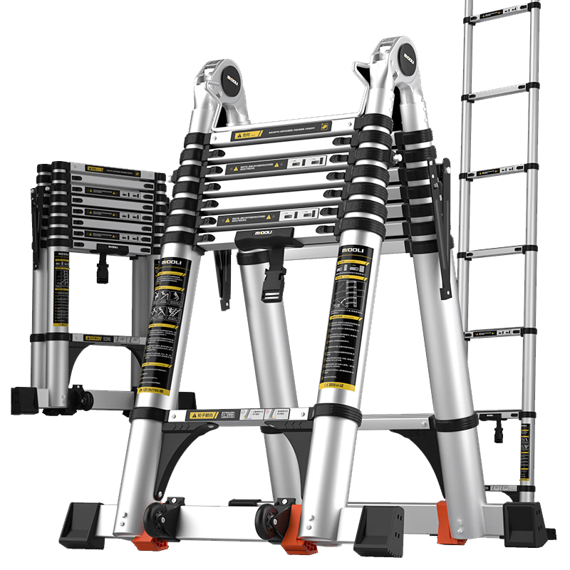 Magnesium Duoli (midoli) folding ladder, telescopic ladder, herringbone ladder, multi-functional aluminum alloy thickened engineering lift ladder, climbing ladder, variable straight ladder, multi-functional 3.7 straight ladder 7.4 meters