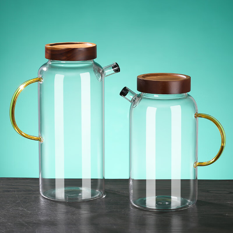 YITELAN high borosilicate glass wine jar with handle fruit wine container 3 liters thickened wine glass bottle sealed wine jar homemade green plum wine bottle