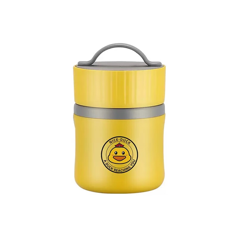 304 Little Yellow Duck co-branded stainless steel breakfast cup soup cup for office workers and students soup porridge can oatmeal sugar water cup Oh duck arrived 480ml