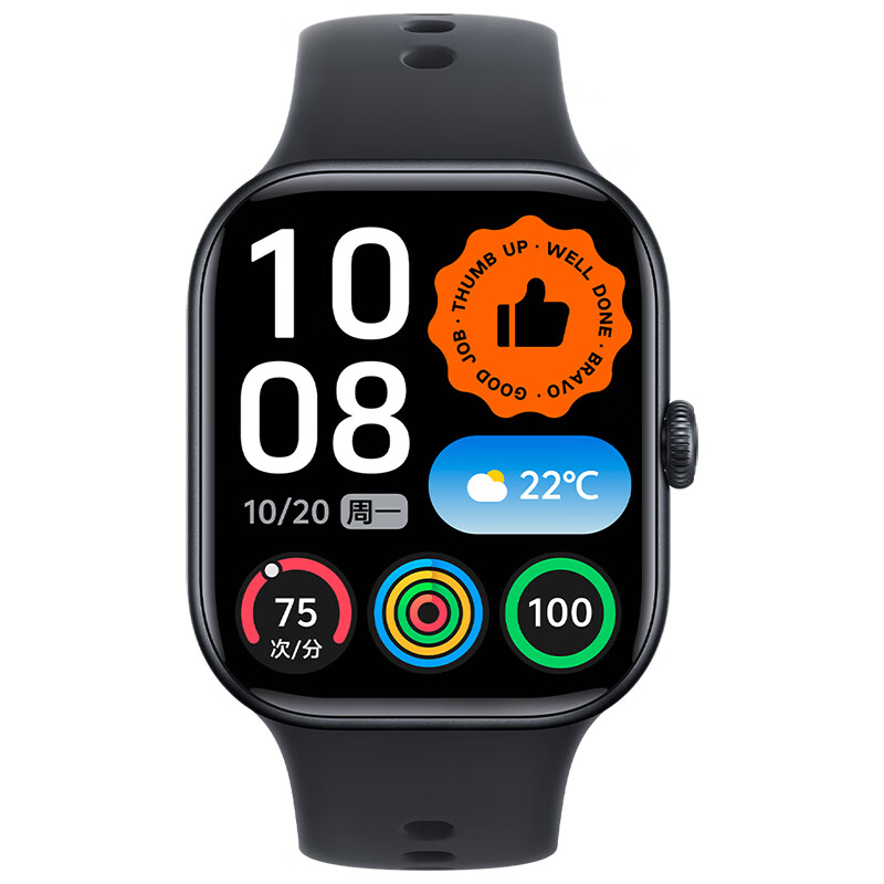 Vivo iQOO WATCH GT 2 Bluetooth version, soft rubber strap, phantom black, 2.07-inch ultra-bright panoramic screen, e-sports mode 2.0 smart watch