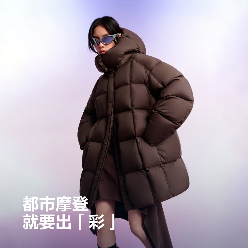 Bosideng 25 years winter puff down jacket for women 90 velvet thickened hooded loose mid-length lazy style jacket