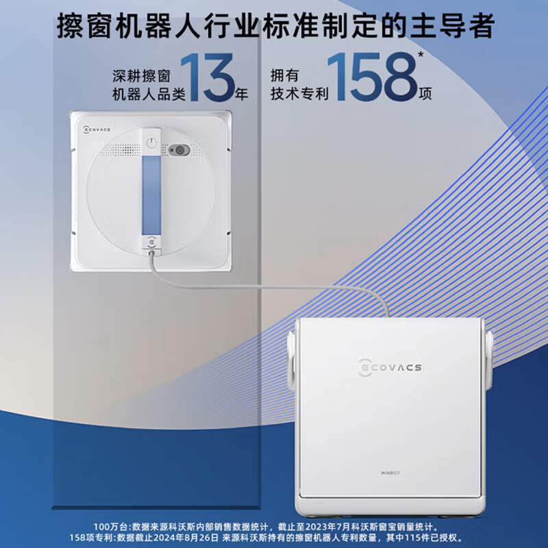 ECOVACS W1s Plus newly upgraded outdoor anti-fall high-rise artifact base station version window cleaning robot white W1S plus