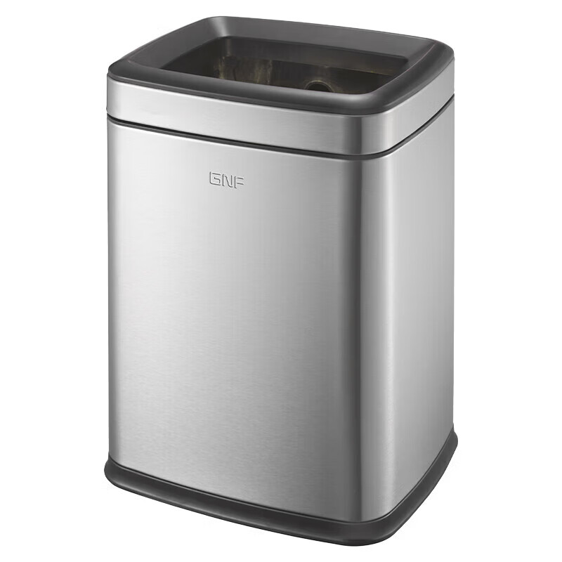 GNF 12 liter lidless stainless steel trash can square direct throw large hotel room office building office restaurant study toilet toilet paper basket simple