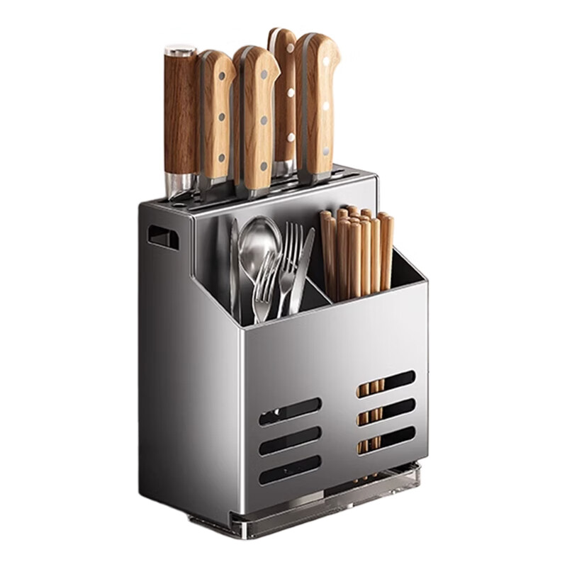 Jibaiju kitchen storage rack wall-mounted punch-free chopstick tube kitchen knife spoon chopsticks all-in-one multi-functional kitchen storage rack