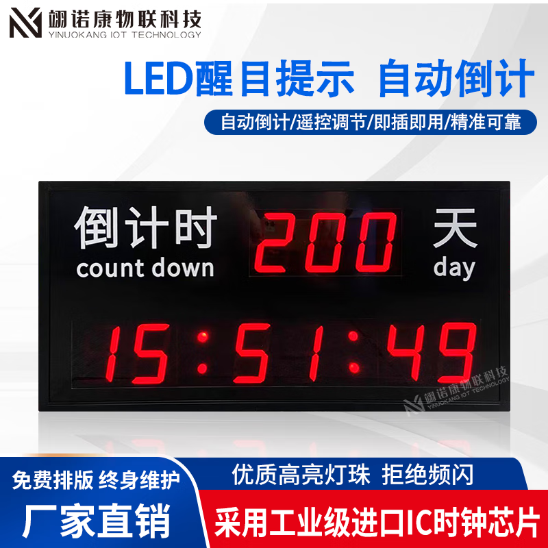 ZINUOKA automatic countdown sign LED counter indoor display project content can be modified electronic signage indoor 45*30CM title fixed