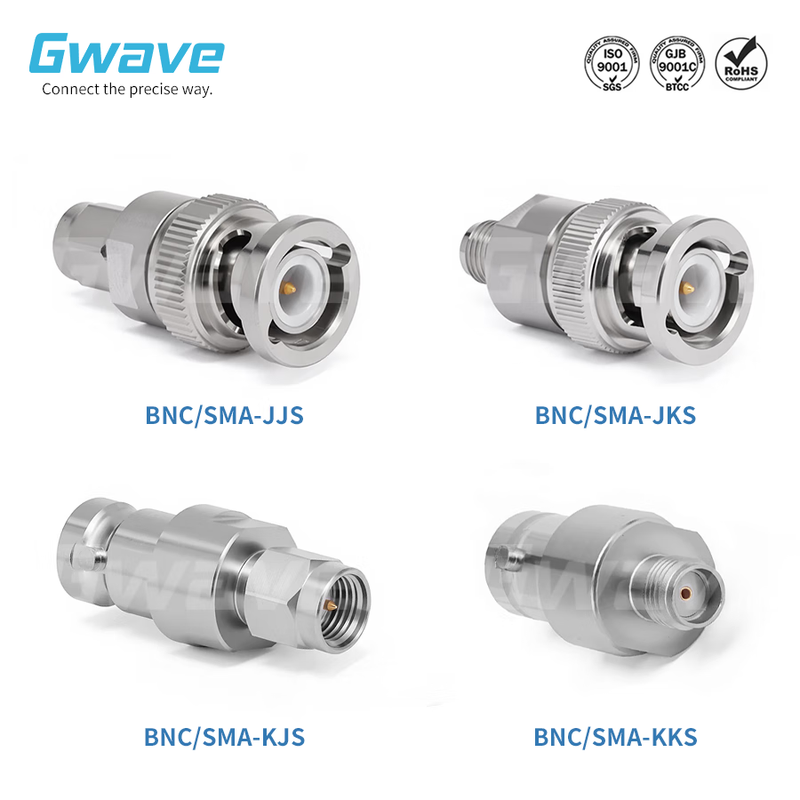 Gubo Interconnect BNC to SMA Connector Stainless Steel High Frequency Adapter DC-18GHz BNC/SMA-JJS JKS BNC/SMA-JKS-18G Male to Female