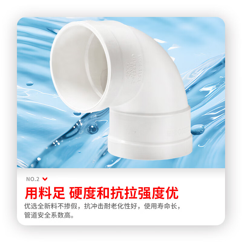 LESSO PVC drainage 90 right angle elbow dn110 white drainage pipe elbow (2 pieces) sewer sewage pipe fittings joint