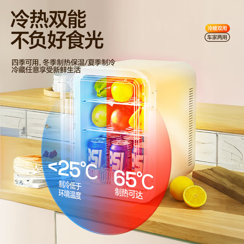 Enbaisheng small refrigerator, car refrigerator, small mini household rental room, breast milk dormitory, office cooling and heating box, refrigerated box, single-core basic model, dual-use for car and home - cooling in summer, heating in winter, 8L insulin medicines, vegetables, fruits and beverages, Chinese medicine liquid refrigeration and preservation, multi-scenario batch purchase special offer