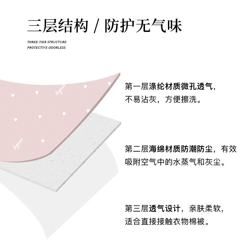 He Jiagong quilt storage bag, clothing organization bag, moving packing cloth bag, quilt and clothing bag, dustproof and moisture-proof love-pink small size S*2