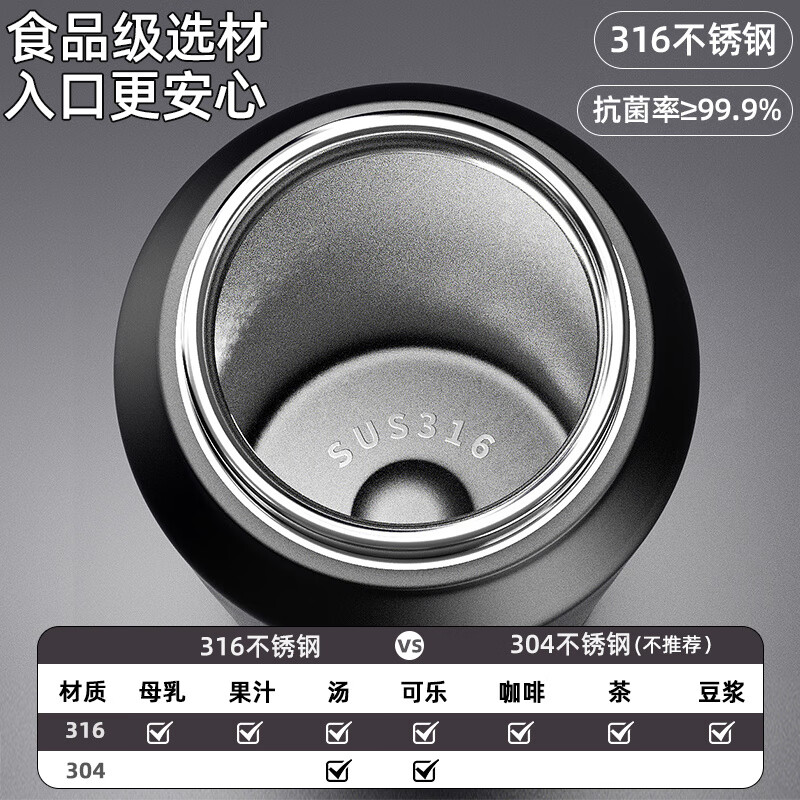 Heenoor 316 stainless steel straw insulated cup for men and women, large capacity straw cup, portable sports water bottle L