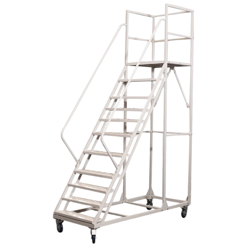 Guansir Mobile Climbing Ladder Supermarket Cargo Ladder Wheeled Sorting Ladder Warehouse Platform Pickup Ladder Platform 2.5 meters above the ground
