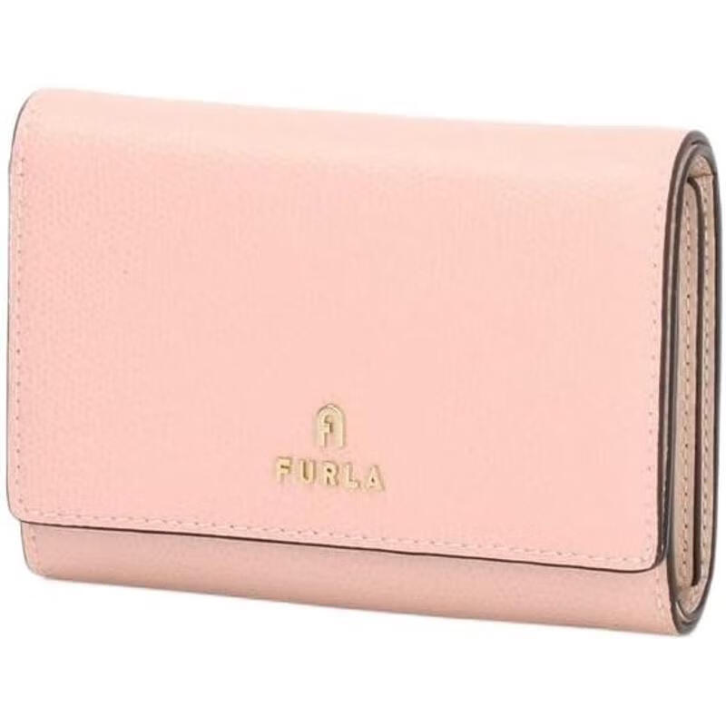 FURLA women's wallet with multiple card slots for document storage, coin compartment and bill storage, pink embossed leather for girlfriend Pink ONE SIZE