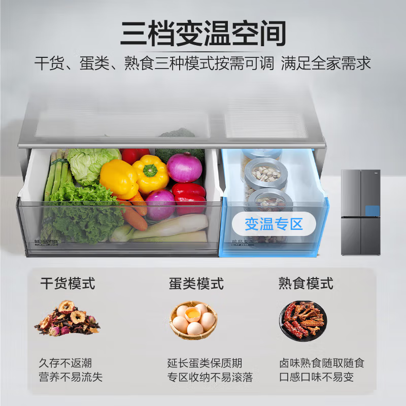 Haier Xiaohonghua 548L Cross Door Refrigerator Intelligent Control Dual System Full Space Purification Three-speed Variable Temperature AI Energy Saving BCD-548WGHTDC9FSU1 National Subsidy 15% 548L Cross-Grey | Dual System | EPP Ultra-Clean