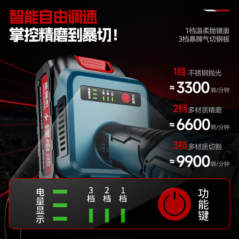 Mondorf lithium electric angle grinder hand grinder electric cutting machine brushless grinder rechargeable grinder polisher polisher brushless flagship luxury accessories 10 dual batteries + complete tool box set recommended by a 30-year old master brushless high-power industrial grade angle grinder