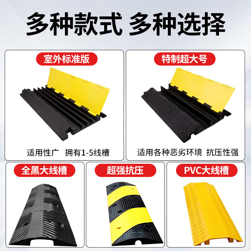 BAIGE rubber and plastic wire trough speed bump, wire and cable protection trough, outdoor construction floor pressure plate, anti-trampling and anti-pressure line plate on the road, 100*30*4.7 wave point, first line groove diameter 3*3