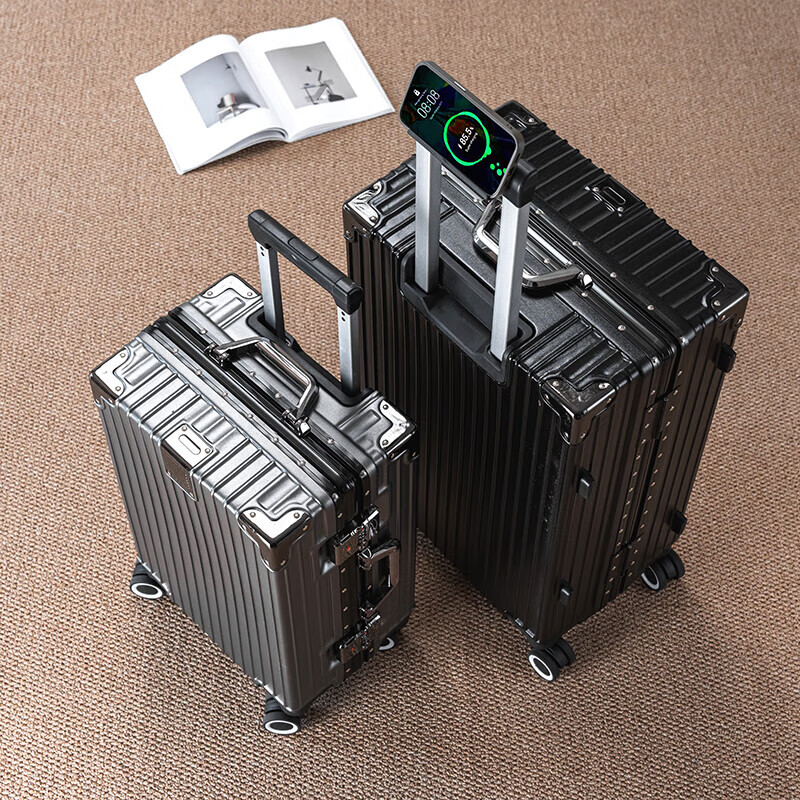 Trolley suitcase aluminum frame 20 boarding 22 large capacity 24 strong and durable 26 thickened 28 student 30 travel code gravel gray 22 inches