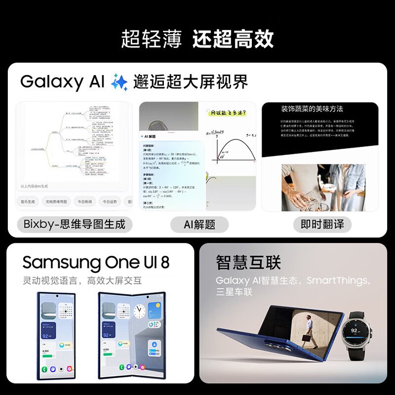 99% new Samsung Galaxy Z Fold7 12+512 Secret Black Ultra-thin Folding Screen Phone AI Android Phone Checkable Quality Inspection Report