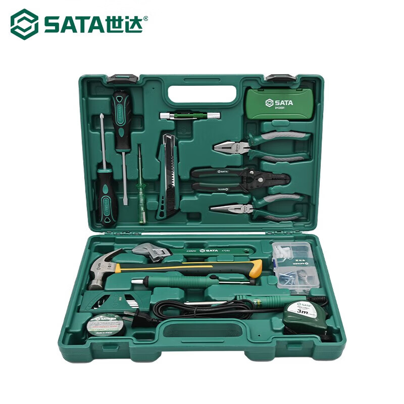 Shida Tool Set Home Property Installation and Repair Pliers Adjustable Wrench Screwdriver Claw Hammer Toolbox Set Multifunctional Luxury 28-piece Set 05166