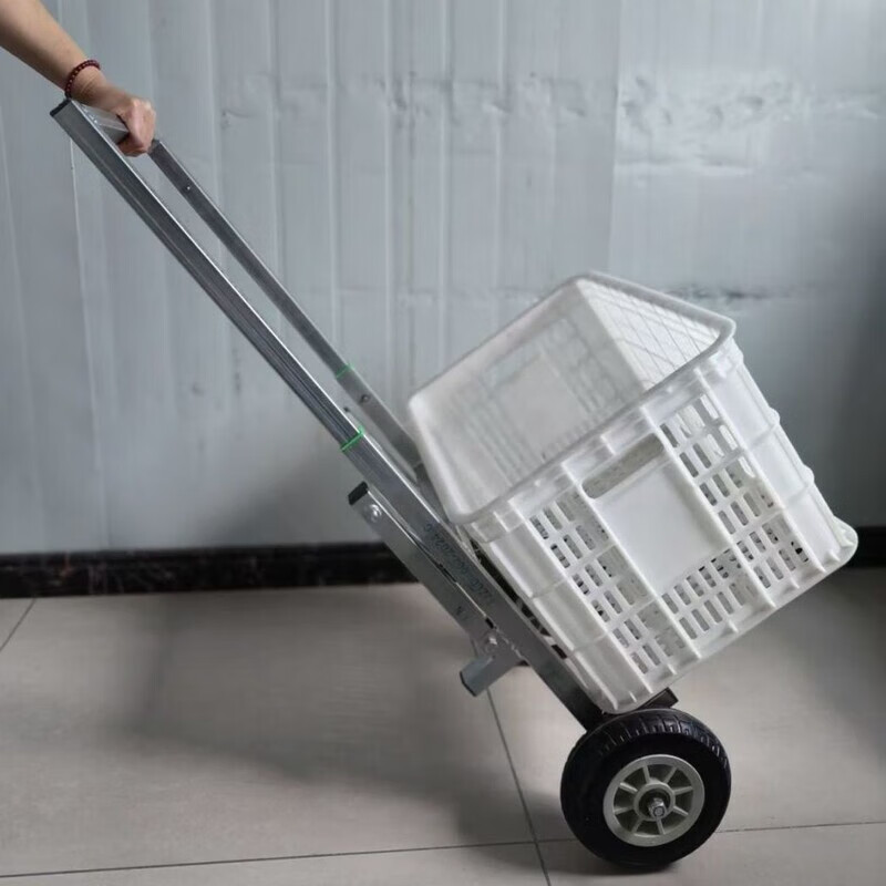 Runhuanian cart self-leveling and thickening new glue paint bucket pulling cement and dumping garbage household water dumping site multi-functional trolley double pole telescopic folding dual-purpose push-pull cart 8-inch heavy-duty silent wheel