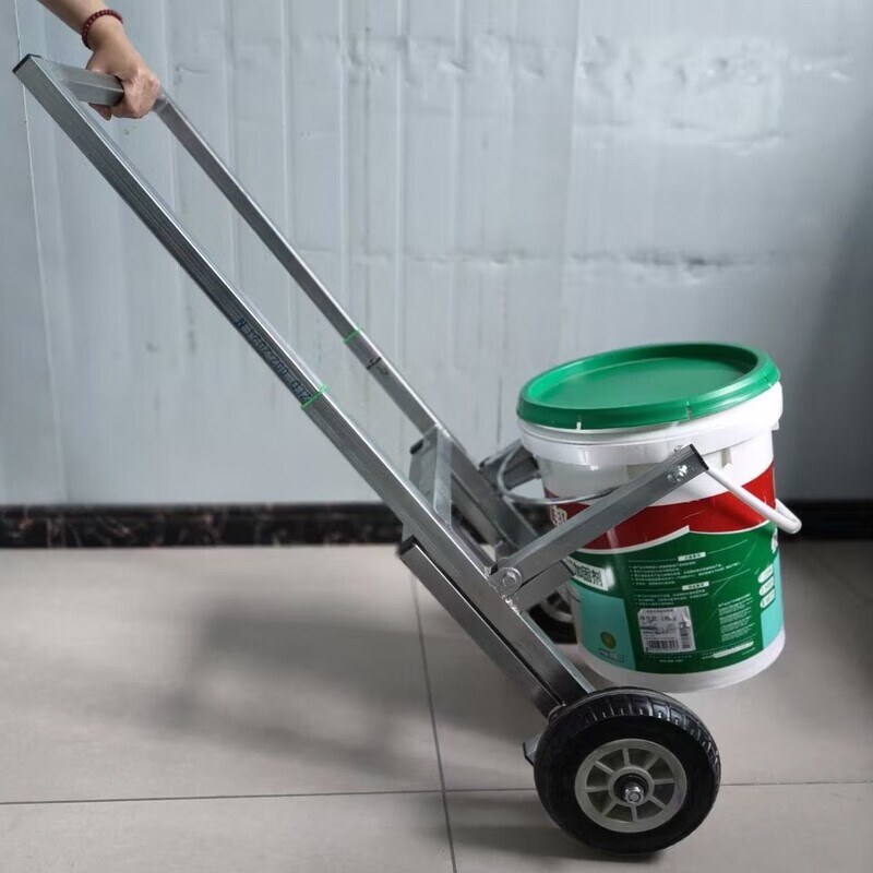 Runhuanian cart self-leveling and thickening new glue paint bucket pulling cement and dumping garbage household water dumping site multi-functional trolley double pole telescopic folding dual-purpose push-pull cart 8-inch heavy-duty silent wheel