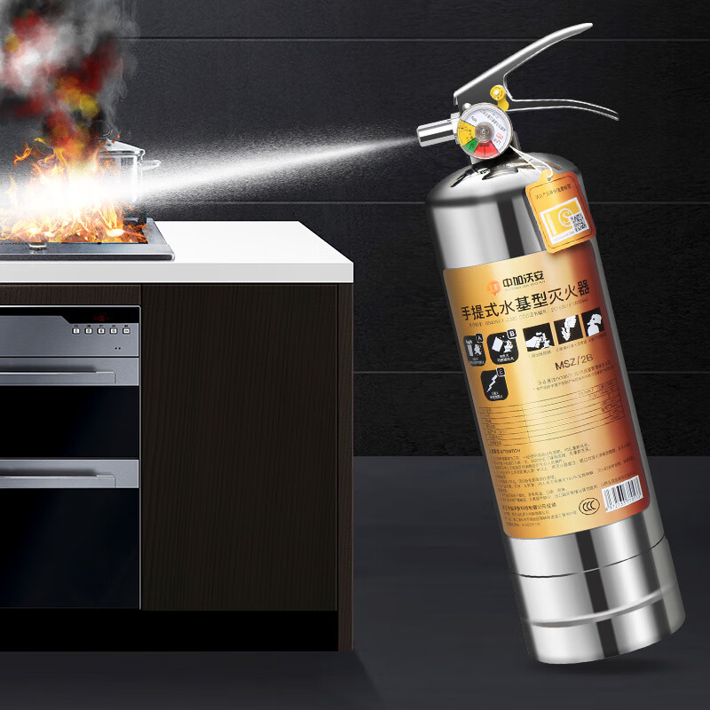 Zhongjia Woan Stainless Steel Portable Water-based Fire Extinguisher Household Fire Protection Certification Store Household Fire Fighting Equipment Set 2kg 2L Water-based Household Stainless Steel (6-Year Validity丨Refillable)