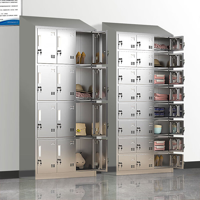 304 stainless steel locker with lock locker dormitory staff multi-door locker dust-free workshop storage cabinet flat-top locker 15 doors 304