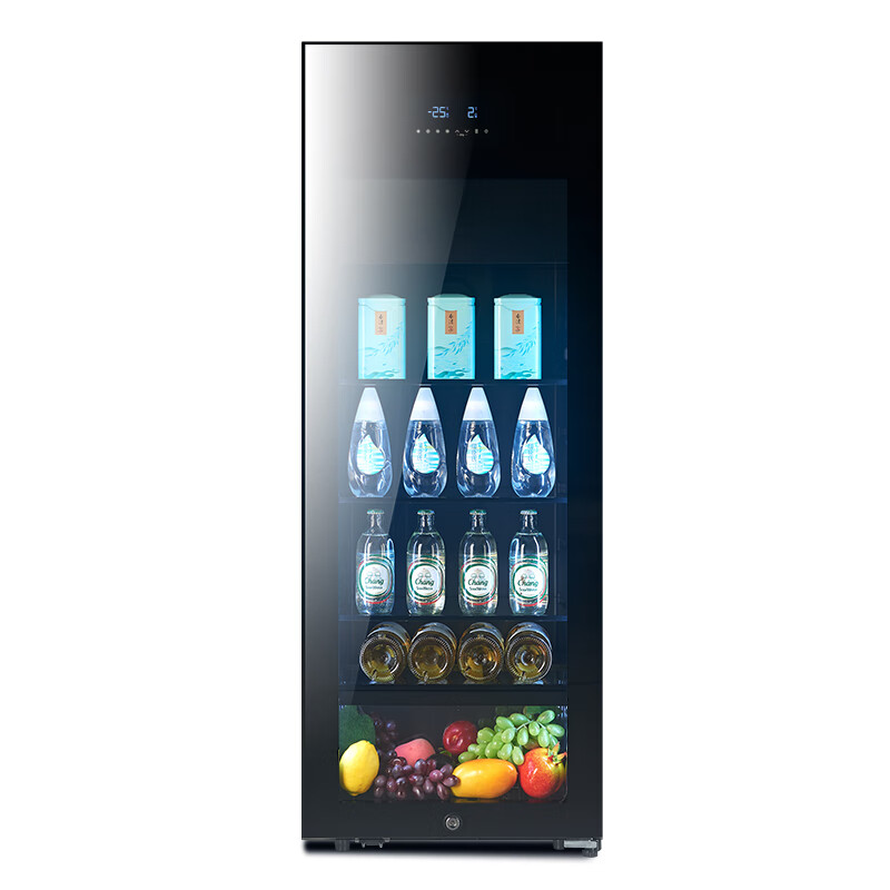 Costainton household refrigerated refrigerated ice bar refrigerator living room office ice bar refrigerator dual temperature zone tea wine beverage fruit and vegetable refrigeration and preservation cabinet tea cabinet beverage cabinet freezer home appliance refrigerator 1.28 meters high 142L freezing + refrigeration can make ice