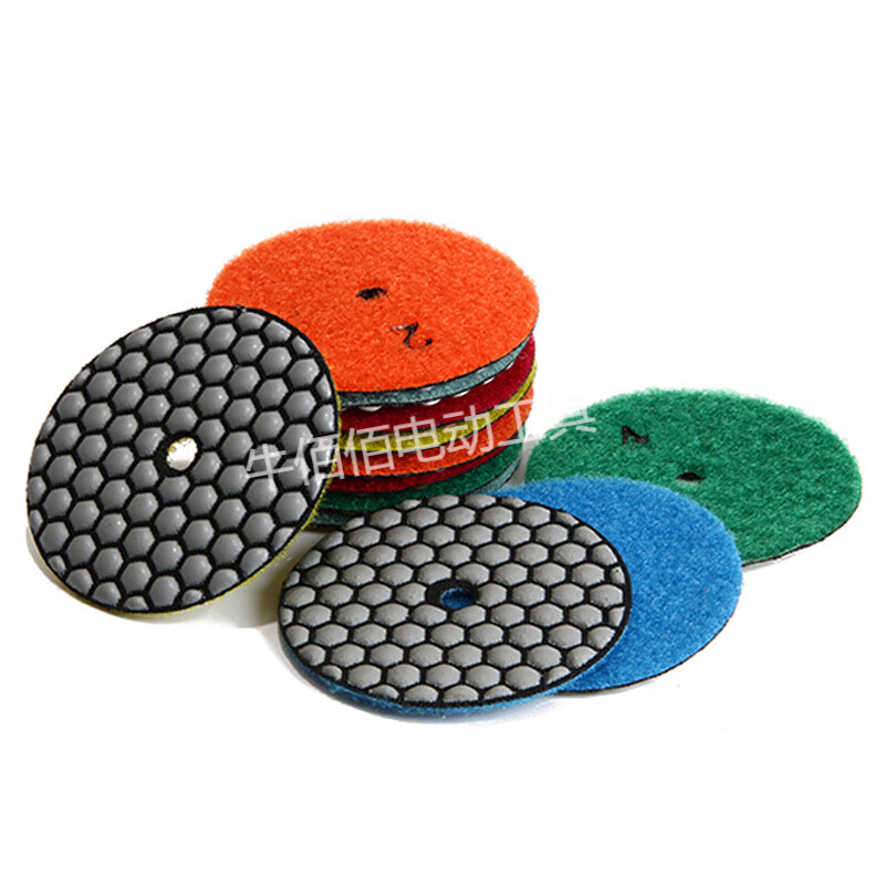 Fengxi dry grinding disc, marble polishing disc, diamond water grinding disc, stone polishing disc, ceramic tile angle grinder polishing disc, a set of 10 cm diameter 0-6#+10# aperture sticky disc