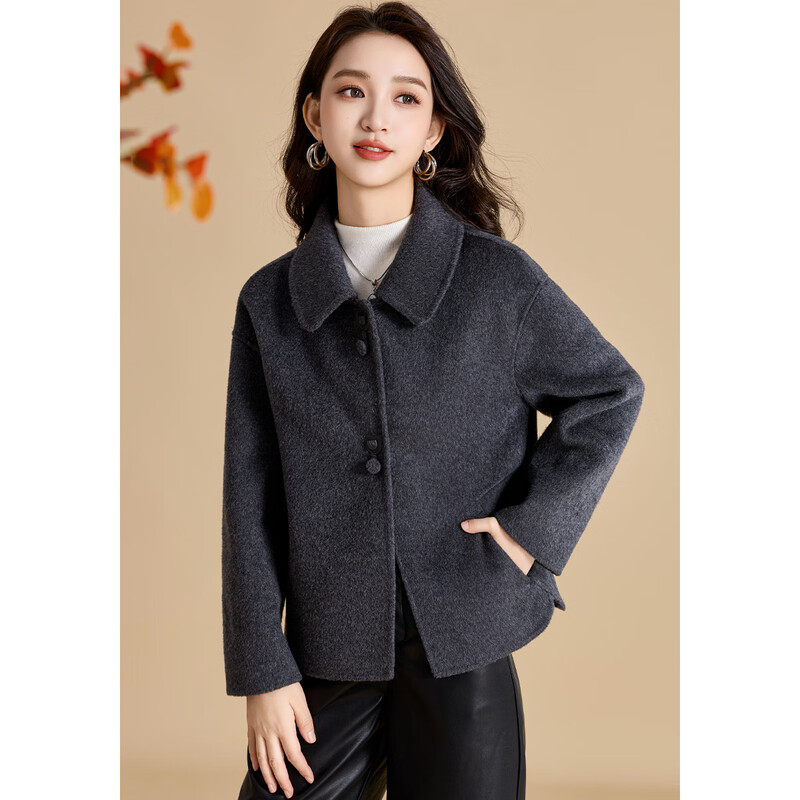 Kebel sheep wool double-sided woolen coat for women 2025 new autumn and winter temperament slim small fragrant style woolen coat L