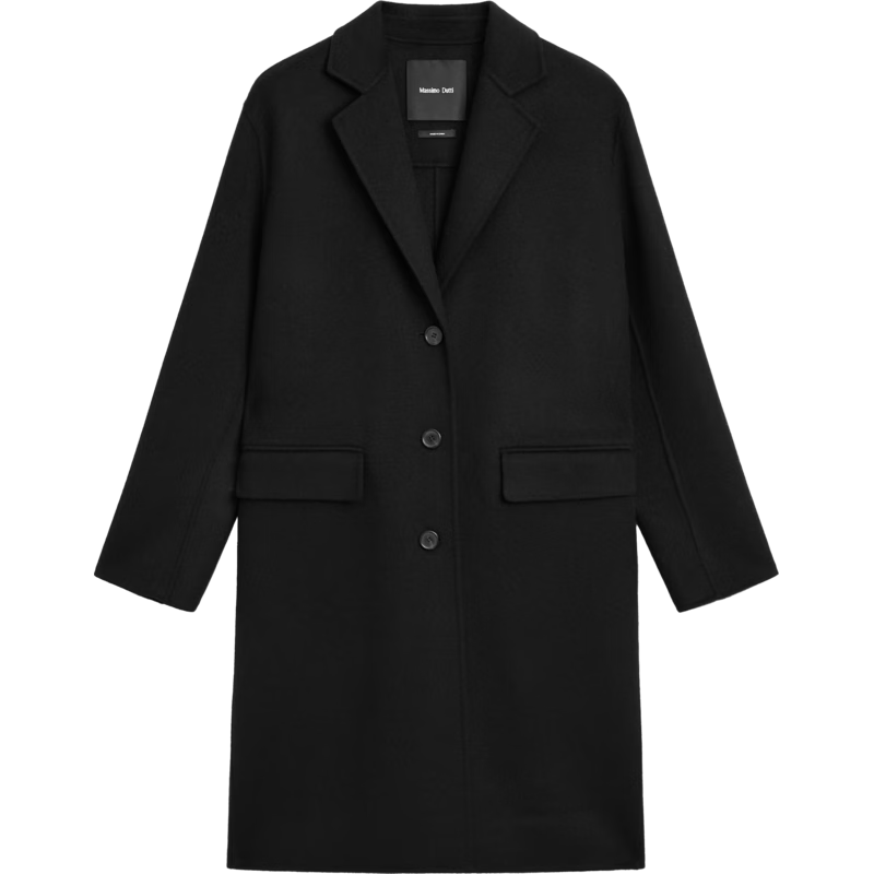 Massimo Dutti discount season 2025 women's clothing elegant and quiet luxury style long wool blend coat jacket 06413964 black M (170/92A)