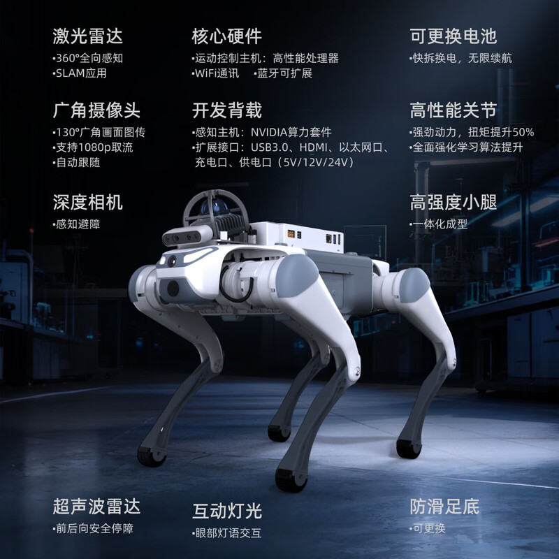 Miss Dolphin Cloud Deep Technology Lite3 Education and Research Intelligent Quadruped Robot Scenic Area Guide Machine Electronic Dog Mechanical Dog Electronic Pet Dog Automatically Follows Remote Control Robot Dog Laser Version