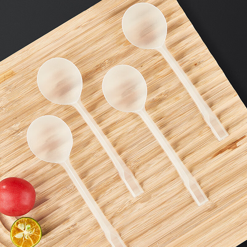 Youao disposable spoons 100 individually packed takeaway plastic spoons high-end hard frosted ice cream spoons