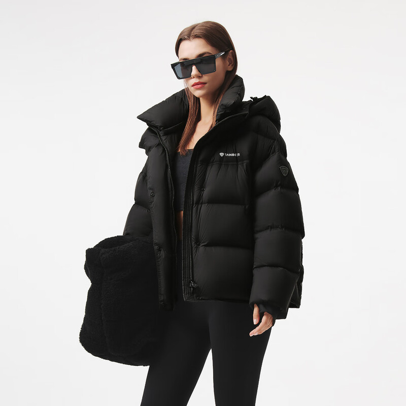 Tambor Zhou Ye's same style puff short down jacket women's winter coat thickened warm bread coat TB5530338Z black M (165)
