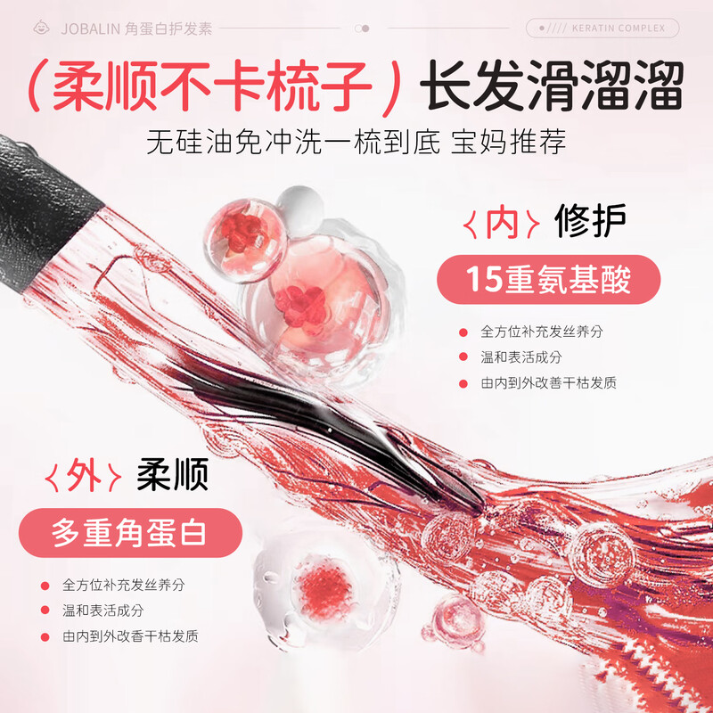 JOBALIN Children's Hair Conditioner Keratin Amino Acid 3-6-12 years old smoothes and repairs dry and frizzy hair 180ml