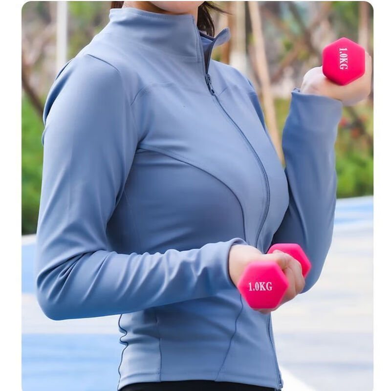 Ms. Meikejie's solid cast iron plastic-coated dumbbell home fitness yoga shaping plastic-impregnated small dumbbell red 1KG (0.5kg*2)