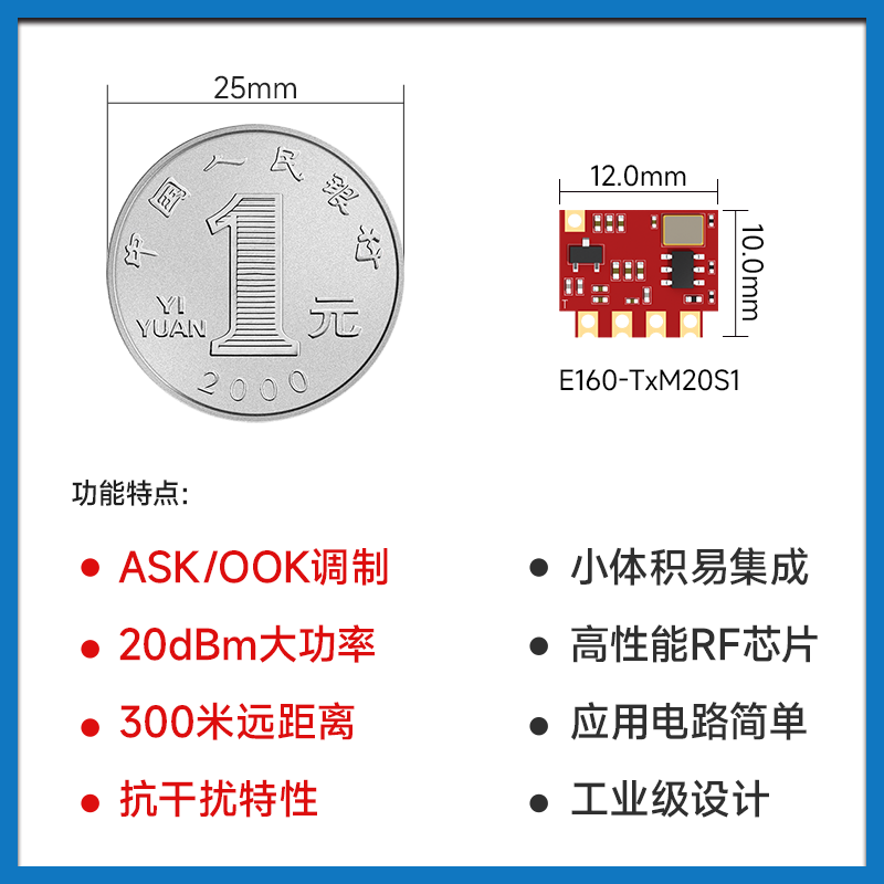 Ebyte 433/315Mhz wireless transceiver module ASK/OOK communication smart home appliance security remote control low cost E160-T4F12S2 development-free 433M transmitter module