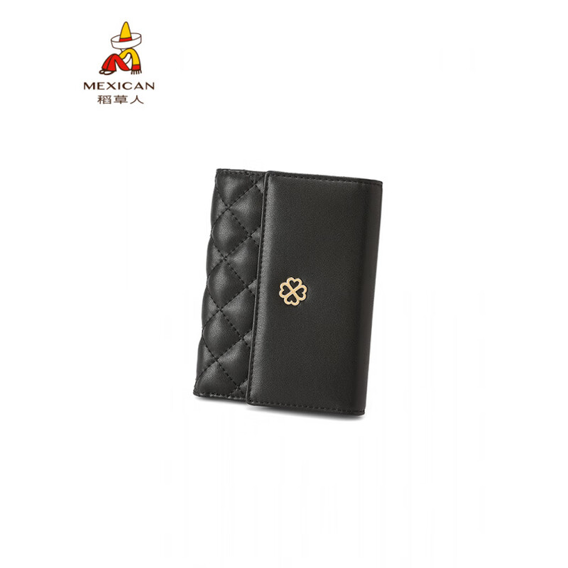 Scarecrow (MEXICAN) wallet women's genuine leather black wallet small niche coin purse cowhide exquisite leather wallet card holder black-short style